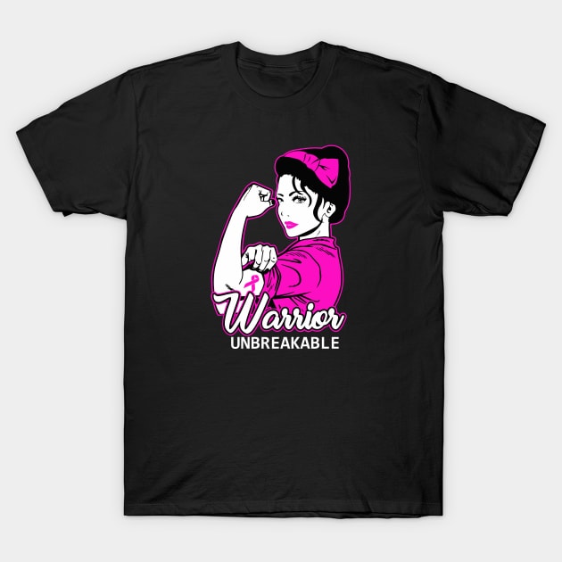 Unbreakable | Breast Cancer Warrior T-Shirt by jverdi28